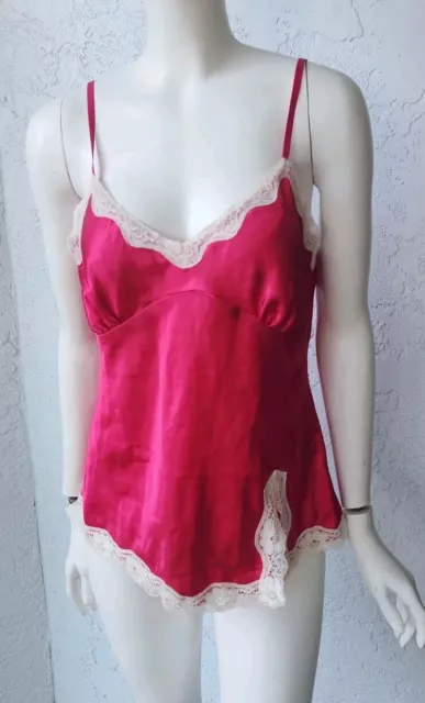 NWT VTG Y2K One Step Up Satin Lace Cami  Babydoll Top  Boho Fairy Grunge Large