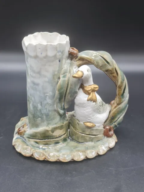 Vintage Australian Pottery Candle Holder Gum Nut Leaf Glazed Good Condition
