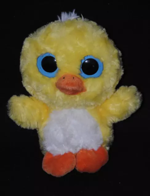 Peluche doudou poussin BAZOOKA jaune blanc orange 19 cm TTBE