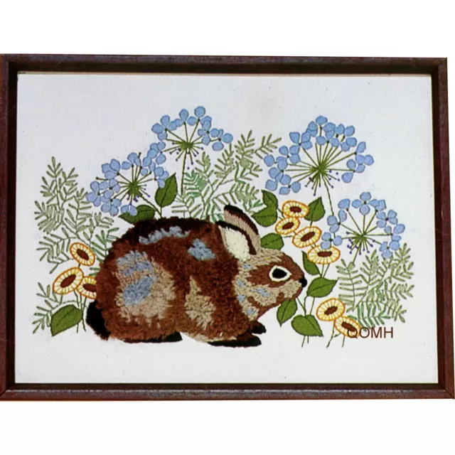 Bunny Rabbit MORNING In THE MEADOW Vintage Crewel Embroidery Kit Easter Cottage