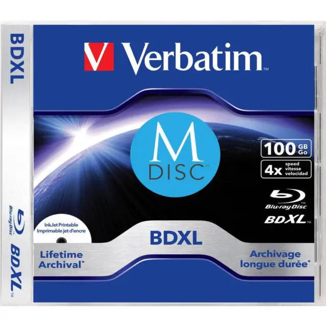 Blu-ray M-DISC vierge Verbatim 43833 100 GB 1 pc(s) slimcase imprimable