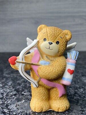 Vintage 1985 Enesco Lucy and Me Lucy Rigg Cupid Bear Hearts Bow & Arrow. 3" Tall
