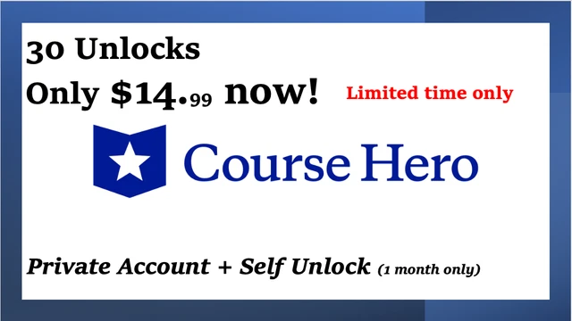 CourseHero 30 Unlocks At $14.99 Only!!!