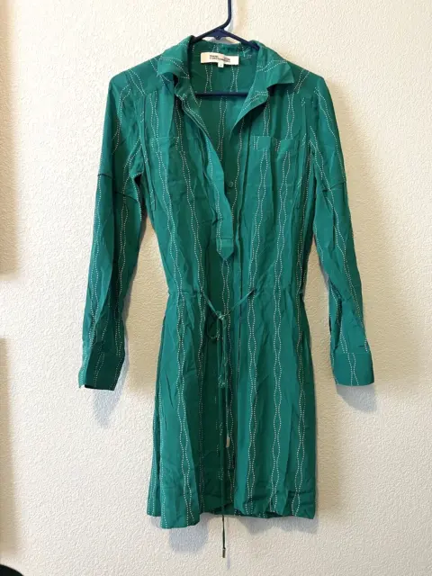 Diane Von Furstenberg  Green Cinch Waist Dress Size 0