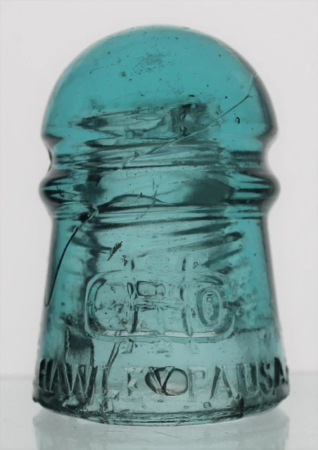 LIGHT BLUE CD 102 HICo HAWLEY, PA. U.S.A. GLASS INSULATOR