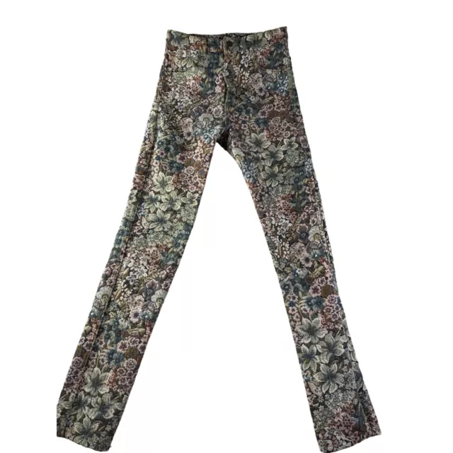 Z Cavaricci Vtg Pants Womens 28 80s Tapestry High Waisted Floral Jeans Brocade