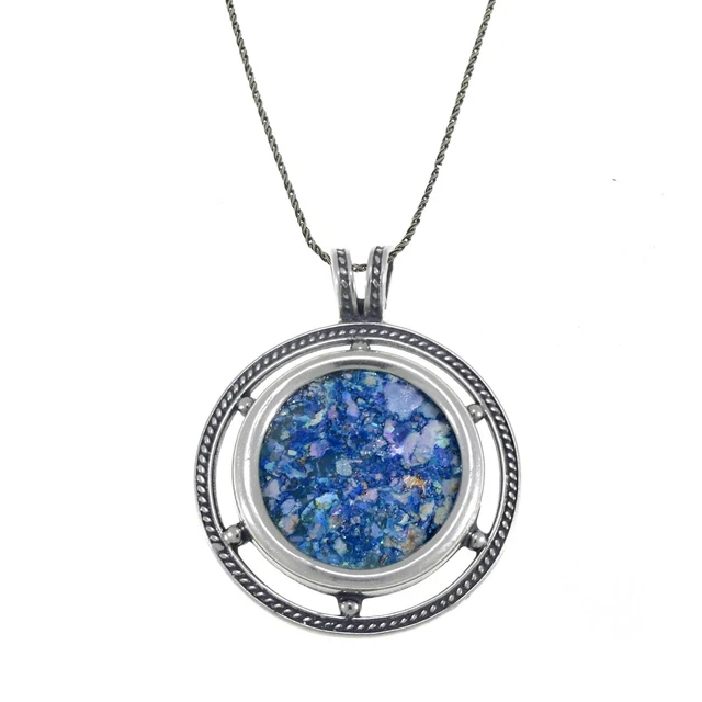 Beautiful Pendant, 925 Sterling Silver Pendant, Ancient Roman Glass Pendant,