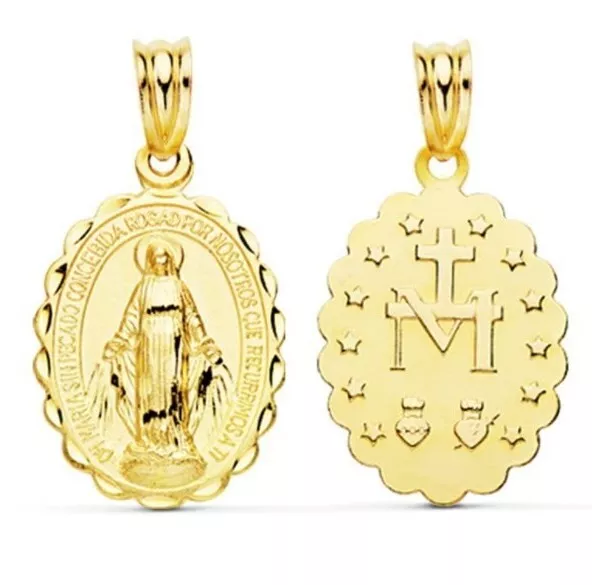 Colgante Oro 18k 750 mls. Medalla Virgen Milagrosa 23 X 15 MM. 1,60 Gramos