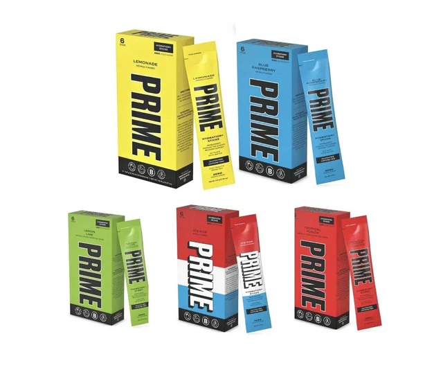 PRIME HYDRATION DRINK Sticks KSI Logan Paul Variety Flavours, 6 x