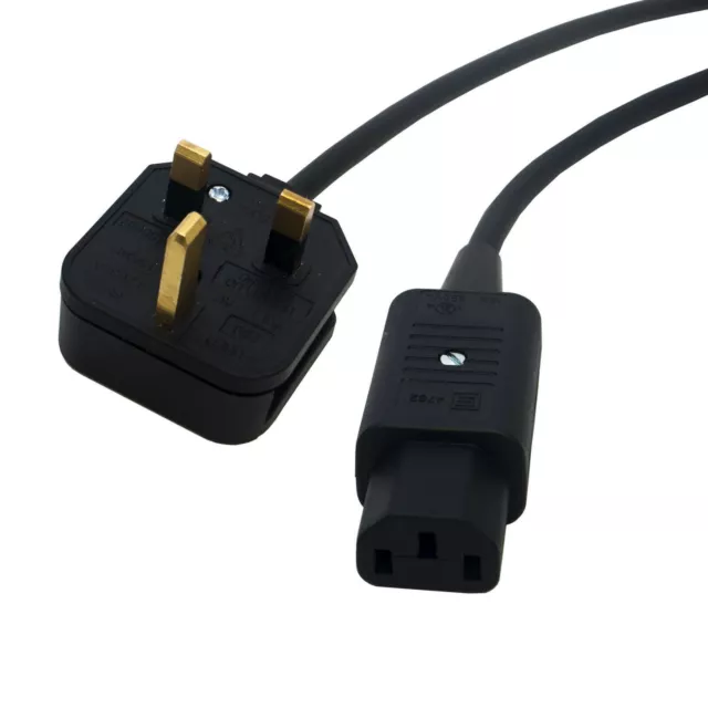 Premium IEC Kettle Mains Lead. UK Plug to C13. Flexible Cable, Long and Short