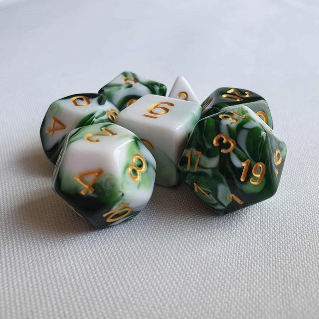 Marmor Grün Würfel Set D&D Dungeons and Dragons Polyeder Konvolut D20 TTRPG