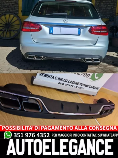 Sotto Paraurti Mercedes Classe C W205 Diffusore Posteriore Amg + Terminali