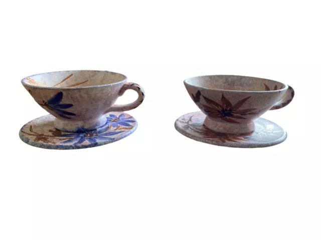 Ancien Lot De 2 Grande Bol Tasse  A Cafe Vallauris Terre Cuite Petit Déjeuner