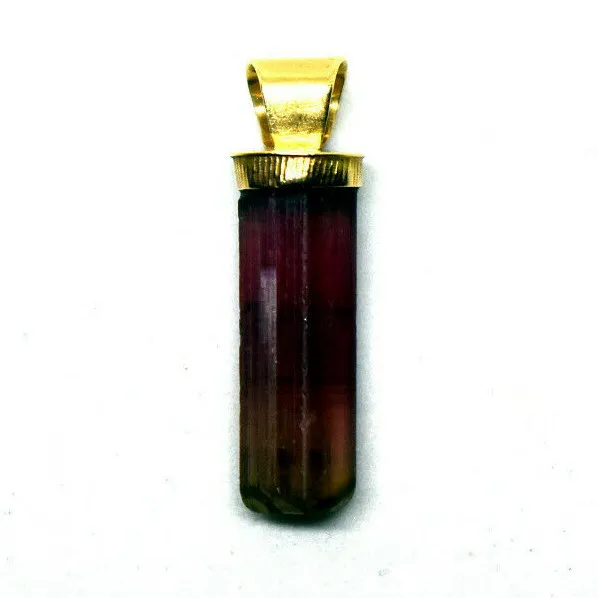 14K Yellow Gold and Natural Tourmaline Pendant