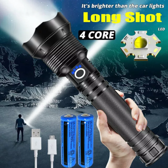 XHP90 Brightest 25000000LM LED Powerful Zoomable Torch Rechargeable Flashlight 3