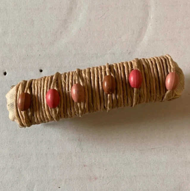 vera vintage autentica autentica anni '90 y2k spiaggia di paglia rosa perline marrone clip per capelli a barretta