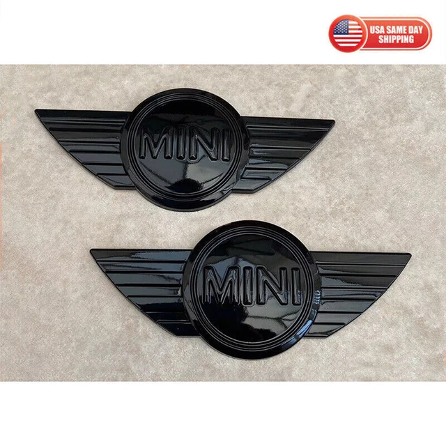 Lot De 2 Mini Badges De Capot – Avant Et Arrière – Métal Noir Mat – Pour Cooper – Neufs
