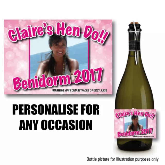 Personalised Wine Champagne Prosecco Photo Hen Night Party Stag Bottle Label -81