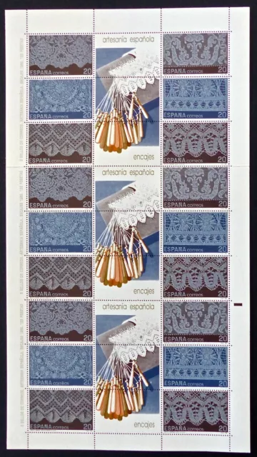 ESPAÑA - AÑO 1989 - HB. ARTESANÍA ESPAÑOLA - ENCAJES - PLIEGO de 3 HB. - MNH