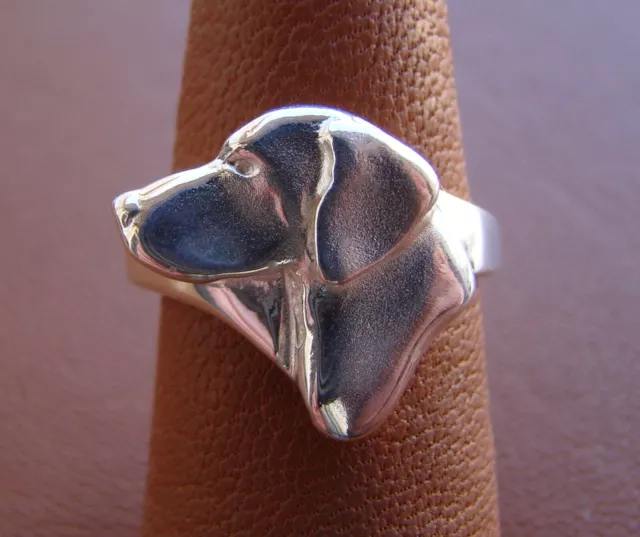 Large Sterling Silver German Shorthaired Pointer Head Study Ring