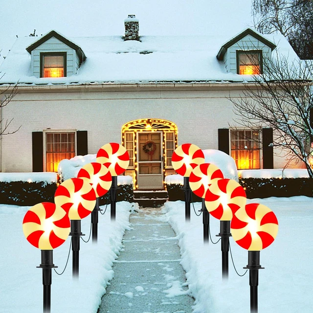 CHRISTMAS LOLLIPOP PATHWAY Lights, 2 Sets 7Ft Christmas Pathway Lights