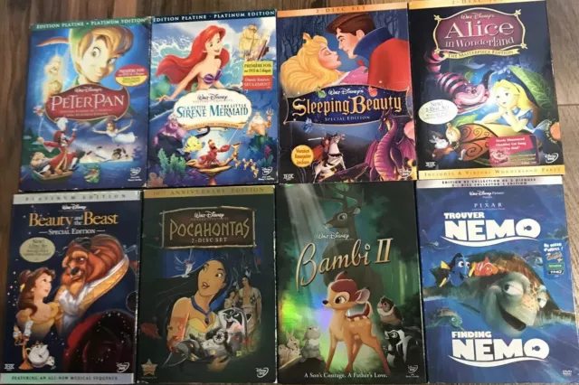 8 walt disney dvd peter pan mermaid Beauty Alice Bambi Nemo Pocahontas (NTSC 1)
