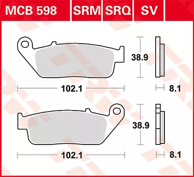 Front brake pads TRW LUCAS MCB 598 SRQ Honda CB 600 S F2 Hornet S  2000 2