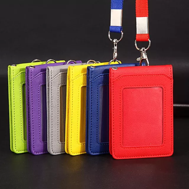 ELV Badge Holder with Zipper, PU Leather ID Card Wallet Black