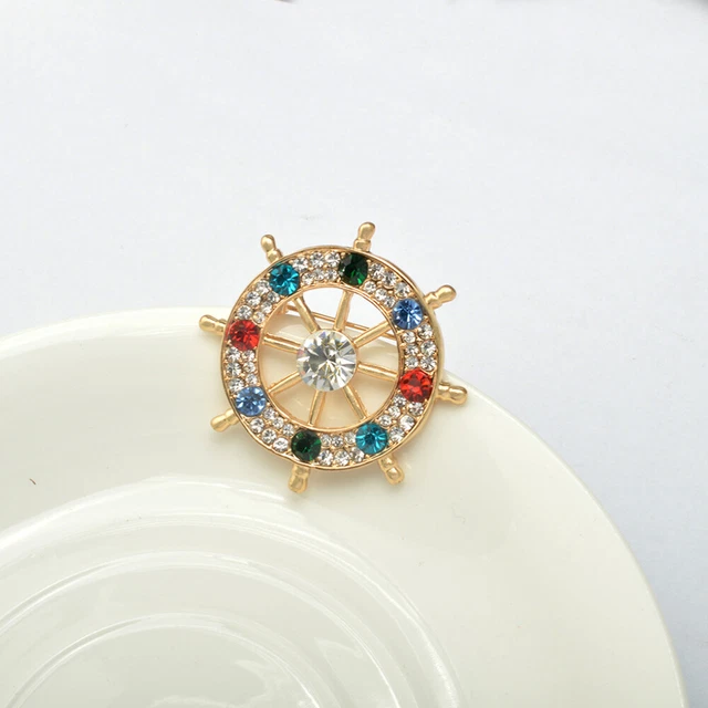 Rhinestone Crystal Rudder Brooch Men Man European Fashion Rhinestones