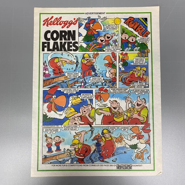 KELLOGG'S CORN FLAKES Comic Strip Cartoon Network 1998 Vintage Retro ...