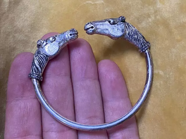 A Genuine Rare Ancient Viking Bracelet Silver Horse Artifact Authentic Antique