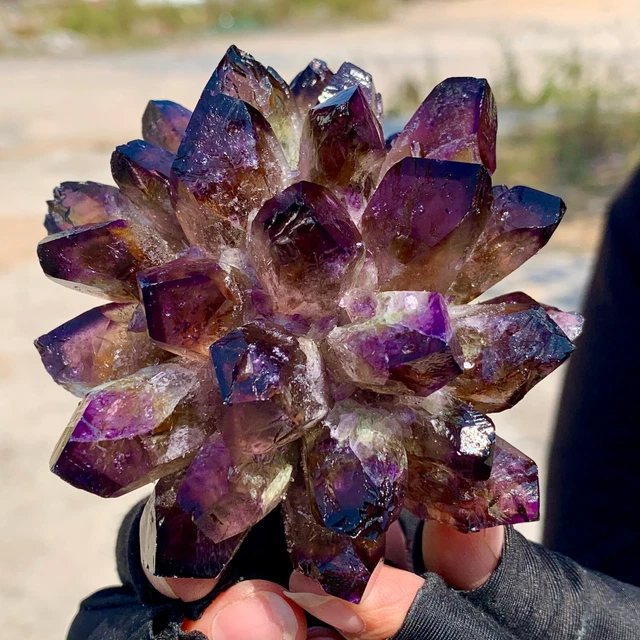 335g  New Find Purple Phantom Quartz Crystal Cluster Mineral Specimen 3