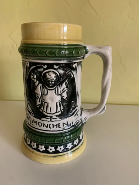 chope bière ancienne céramique vintage décorative 1L, H 20cm, D 8.5cm ALLEMANDE