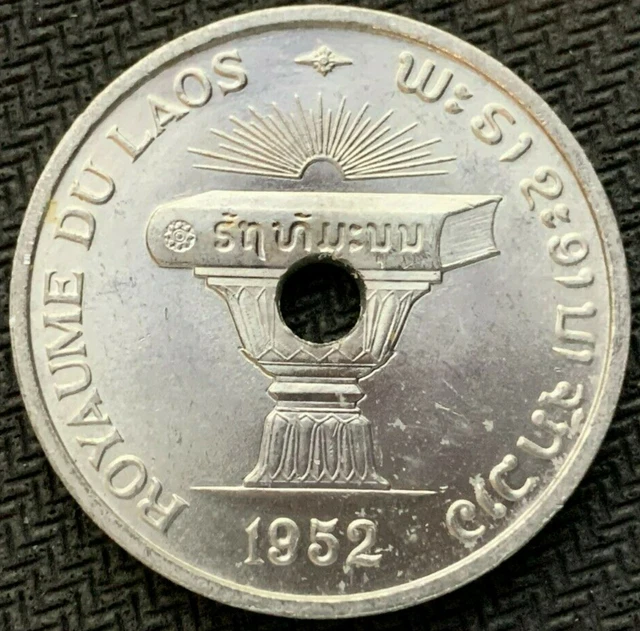 1952 Laos 50 Cent Coin BU UNC    Mintage 1.4 Million    World Coin    #K1826