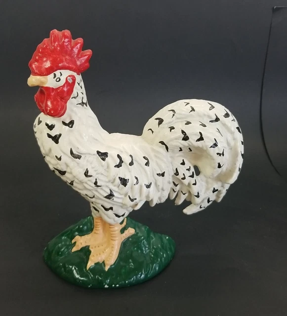 Vintage Cast Iron Rooster Doorstop Farmhouse Chicken Hen Door Stop 8 1/2"