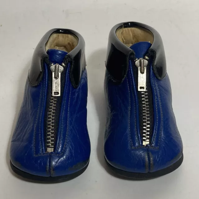 VTG Mrs Days Ideal Baby Shoe Company Shoes Sz 3 Black Blue Leather MCM Doll Shoe