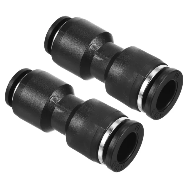 2Pcs 10mm to 8mm Reducing Union Push to Connect Air Line Fitting Black