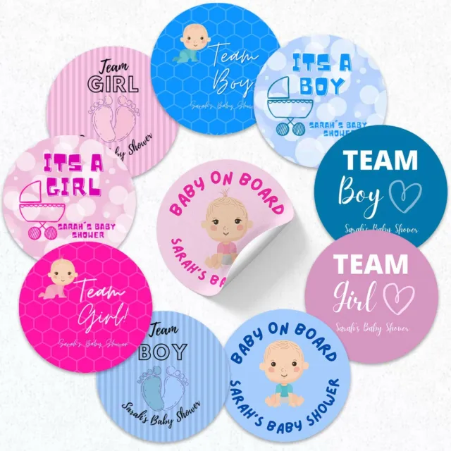 Personalised round baby shower stickers Labels Party Stickers Boy/Girl