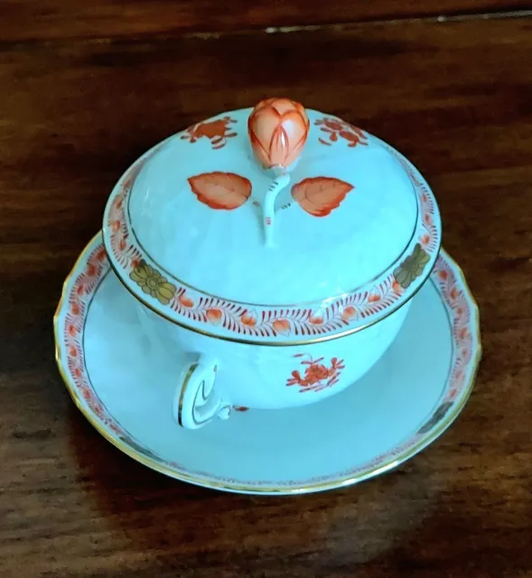 Herend Hungary Chinese Bouquet Rust Covered Cup And Saucer No Chips Or Scratches