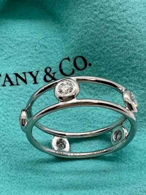 NEW Tiffany & Co. Elsa Peretti Double Wire Diamond ring Platinum 950