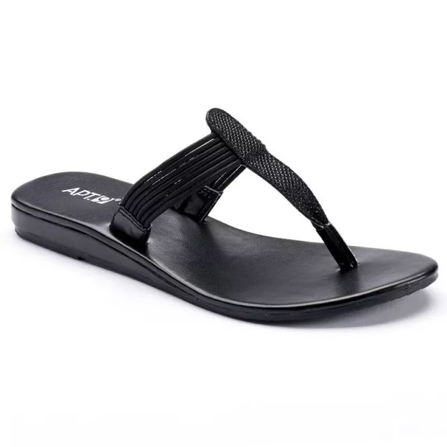 Apt. 9® Women's Glitter Thong Wedge Sandals Color: BLACK, Size: LARGE