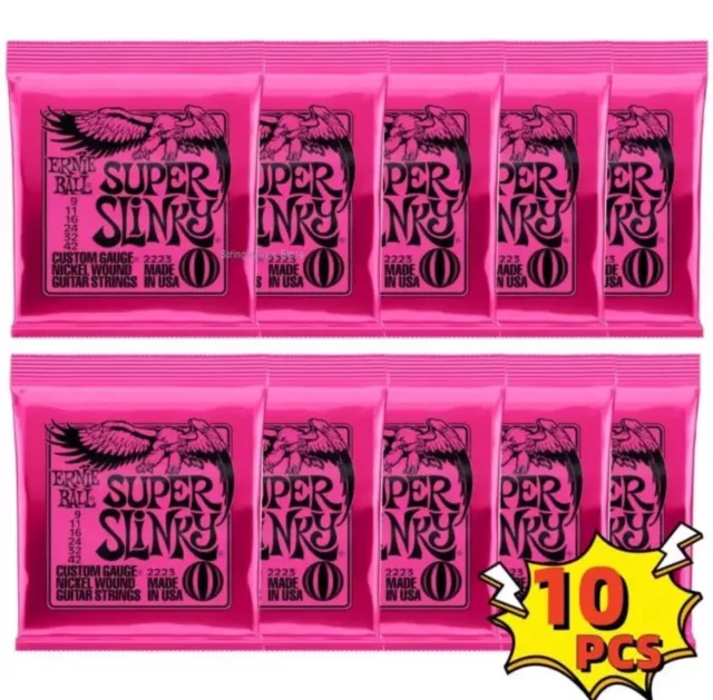 10x Ernie Ball Super Slinky Electric Guitar Strings, 9-42 Gauge