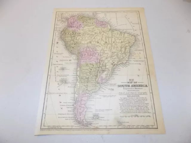 1839 Antique Mitchell Map of SOUTH AMERICA