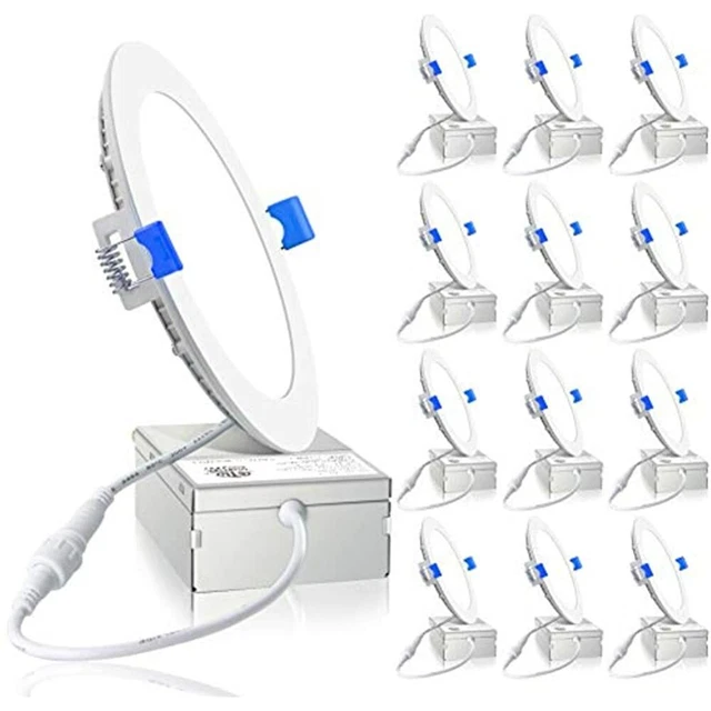 12 Pack 6 Inch Ultra-Thin LED Recessed Ceiling Light With Junction Box, 5000K