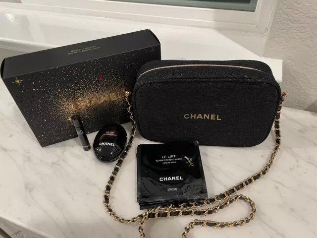 BNIB AUTHENTIC CHANEL Beauty Boost Anti-Aging Essentials Gift Pouch Set w/  Chain $295.00 - PicClick