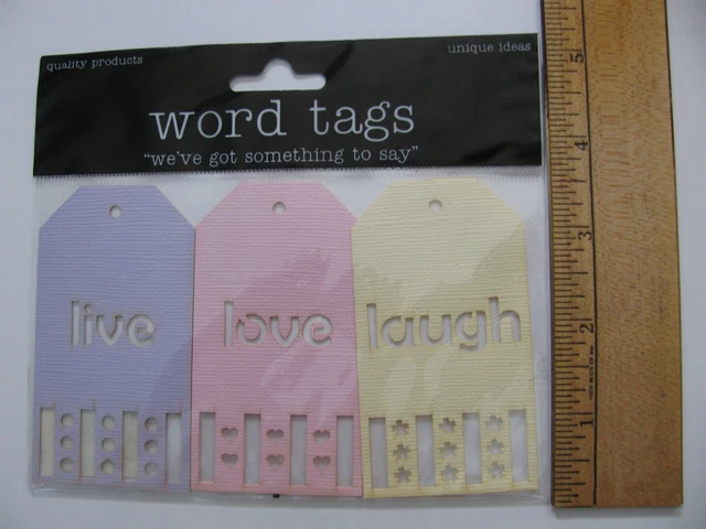 Cortes de lujo cortes láser etiquetas LIVE LOVE LAUGH 3 piezas nuevo en paquete