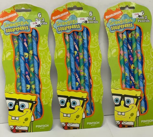 Spongebob Squarepants & Friends #2 Pencils (3 PACKS) *18 PENCILS *Pentech* NIP