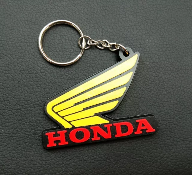 Honda Wing Yellow Keychain Rubber Motorcycle Racing Keyring Collectable Gift #01