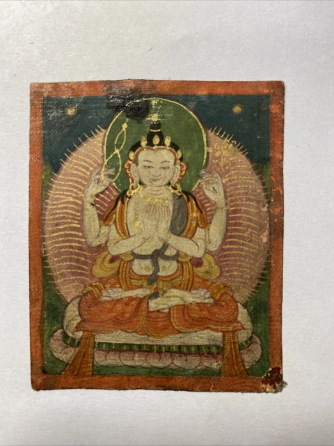 Mongolian Tibetan Buddhist miniature Tsakli Thangka painting  Mongolia 5.5x6.5cm