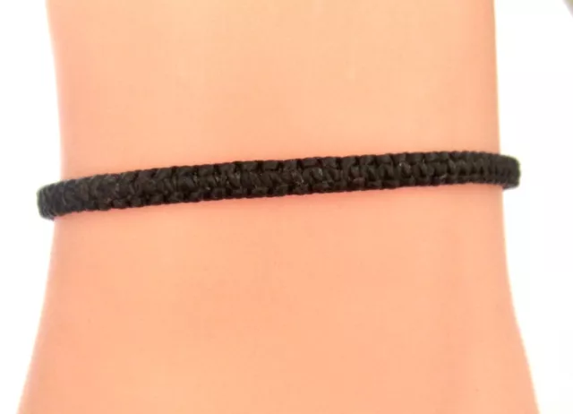 Men BRACELET BLACK CORD BRAID WRIST BAND ADJUST ANKLET FRIENDSHIP SURFER Womens